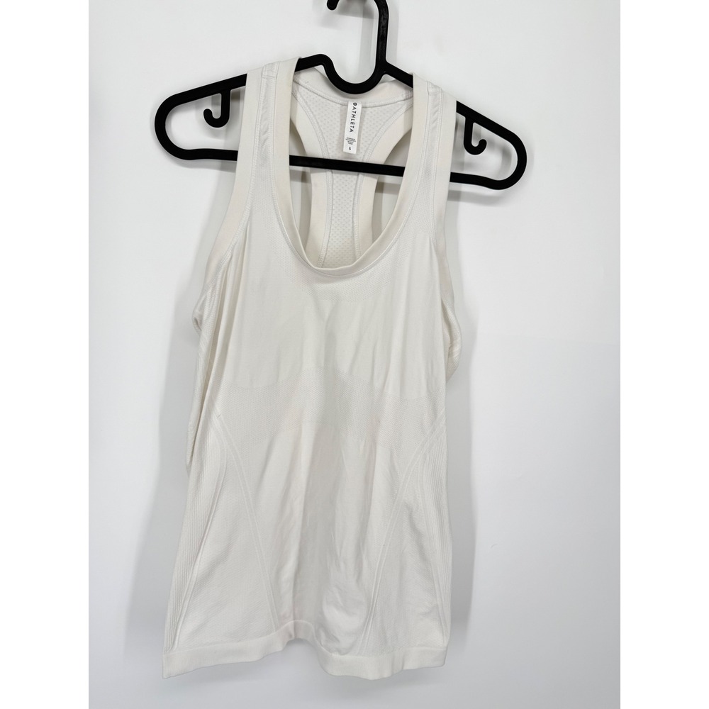 Athleta Momentum Tank Top‎ Women Small White Seamless Racerback Performance S